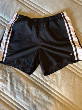 Nike Women’s Black Athletic Shorts with White Side Stripes Size Large #191